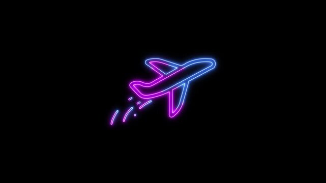 Airplane Outline Icon Animation &ndash; Smooth 4K Motion Graphic for Aviation, Travel, Transportation, Flight, Tourism, Digital Projects.