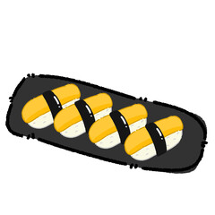 Tamago Sushi Illustration In Black Plate