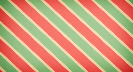 Festive Christmas Candy Cane Striped Pattern Background vintage-style features a classic pattern with red, green, and beige diagonal stripe Perfect for Christmas