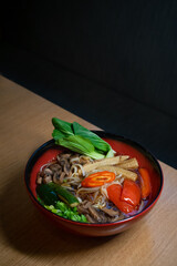 Asian vegetable soup in bowl.