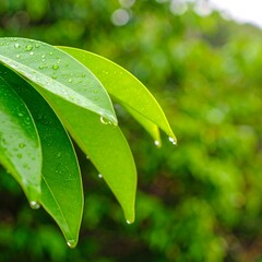 Close-up of lush green leaves with water droplets (1)
