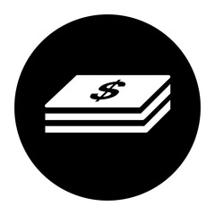 black and white illustration of money icon