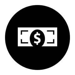 black and white illustration of money icon