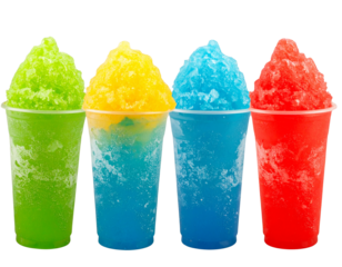 Row of Colorful Summer Shaved Ice Cups Transparent PNG