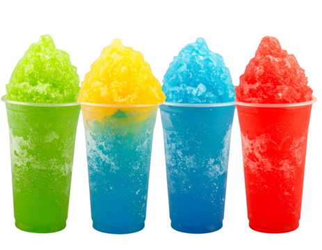 Row of Colorful Summer Shaved Ice Cups Transparent PNG