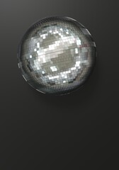 Disco Party Flyer with Mirror Ball - Dark Gray Background