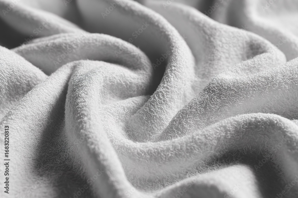Poster soft white fabric drapes creating elegant texture in a close-up shot showcasing the intricate detail