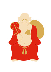赤と金のイメージのシンプルな布袋尊のベクターイラスト