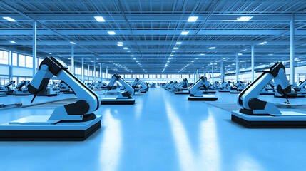 Modern Industrial Factory with Robotic Arms