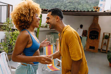Smiling couple enjoying a sunny day together outdoors