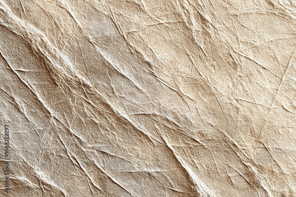 Poster natural textured paper surface with soft creases and patterns illuminated by gentle light during day