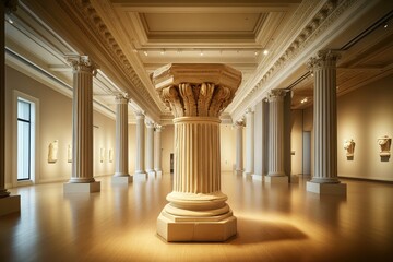 Naklejka premium A room with a large column in the middle
