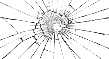 Broken glass texture close up Shattered cracked glass surface with detailed radial pattern