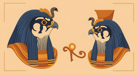 ancient egyptian horus falcon gods vector illustration