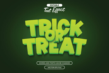 Trick or treat editable text effect  with 3d green text style