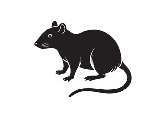 Simple black rat silhouette side view vector illustration in minimal style isolated on white background.