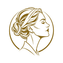 a luxurious elegant logo featuring a woman's face vector art