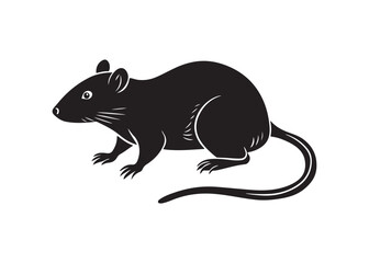 Black silhouette of rat in side profile vector icon minimal isolated design.