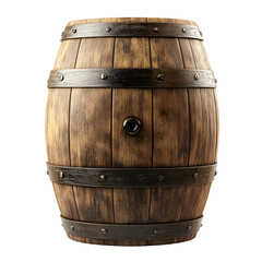 Obraz premium Oak Barrel Isolated on White Background for Professional Use