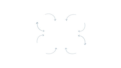 An abstract diagram illustrating directional arrows emanating from a central point perfect for flowchart designs on a transparent background