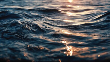 Close-up view of rippling ocean water at sunrise