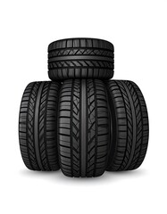Obraz premium Stack of black car tires