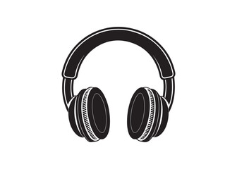 Headphone icon silhouette vector illustration, modern earphone symbol isolated on white background.