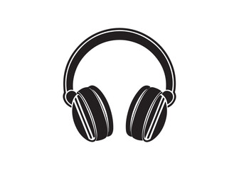 Modern earphone vector icon design, black silhouette of headphones for audio and music applications.
