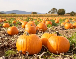 pumpkins on a field