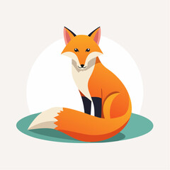 Obraz premium Minimalistischer Fuchs als Vektorgrafik, Symbol für Schlauheit, Natur und Wildnis.