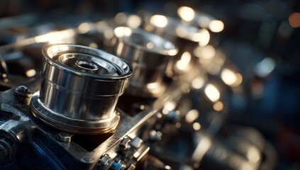 Close-up of intricate engine components