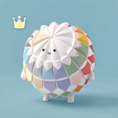 Adorable cartoon sheep plush toy with colorful quilted body sitting playfully