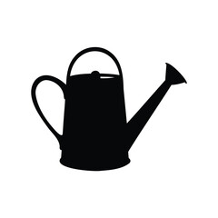 Silhouette of a traditional watering can used for gardening and irrigation, watering can silhouette vector illustration