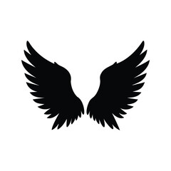 Abstract image of a pair of black wings against a white background, wings silhouette vector illustration