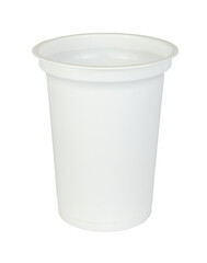 A detailed studio shot of a white plastic food container on a transparent background