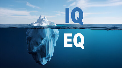 IQ vs EQ concept represented by iceberg, illustrating emotional intelligence