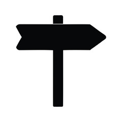 Black arrow signpost pointing to the right, indicating the direction to follow, one way sign silhouette vector illustration © hamiduls11arts