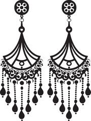 Black Earrings Silhouette Vector Bundle