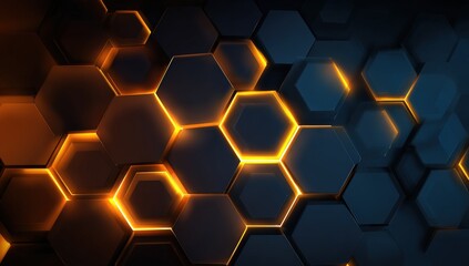 Abstract geometric pattern of glowing hexagons