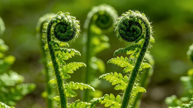 Unfurling Fern Fronds: Nature's Spiral Beauty in Springtime