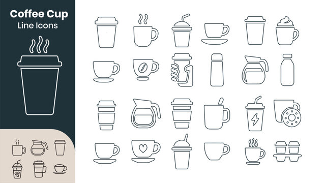 Coffee Cup Icon Set for Drinks