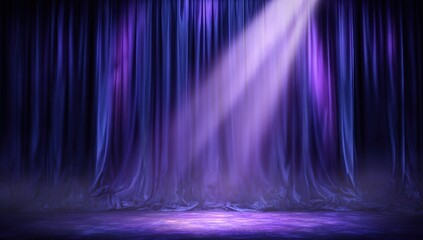 Purple stage lit by spotlight