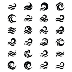 Fototapeta premium Wave and Water Icons: A Set of Simple Vector Swirls and Fluid Symbols.