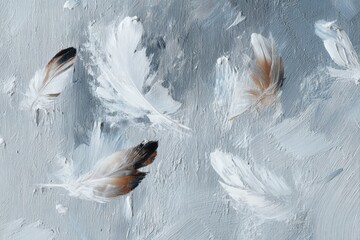 Abstract feather artwork on textured background