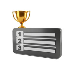 3d icon of Trophy and leaderboard combo isolated 