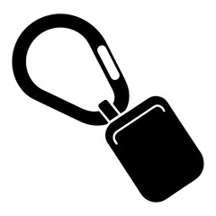 Futuristic titanium carabiner with holographic device suspended in cosmic nebula sci-fi technology weightless design exploration