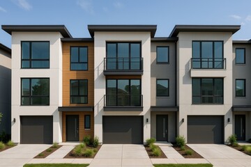 Fototapeta premium Modern townhouses with sleek design.