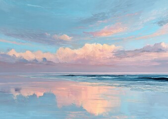 Pastel sunset over a calm beach