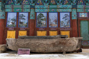 Fototapeta premium Mural in the main hall of the temple
