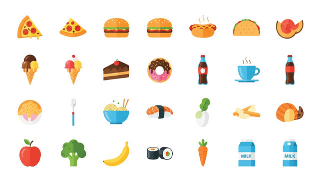 Vibrant fast food illustration with diverse color palette